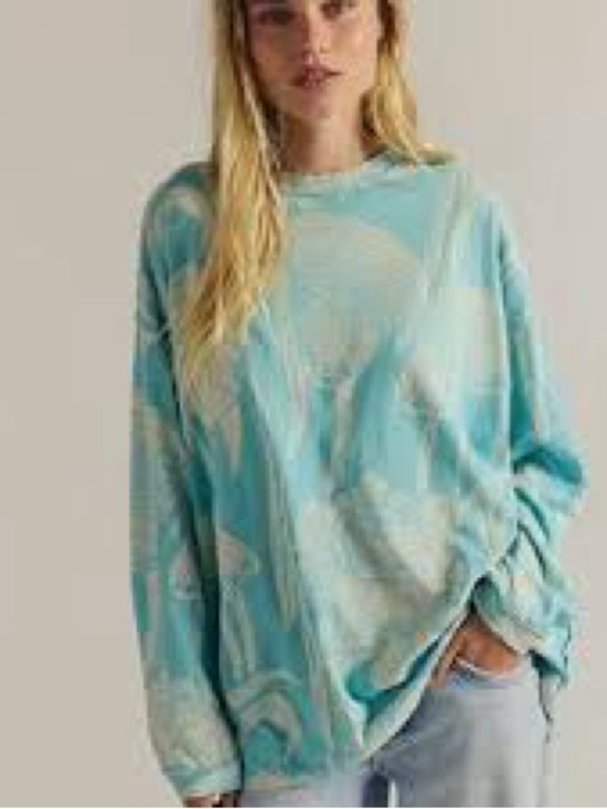 Tops - Free People We The Free Ellen Printed Long Sleeve Tee | Waterfall Combo